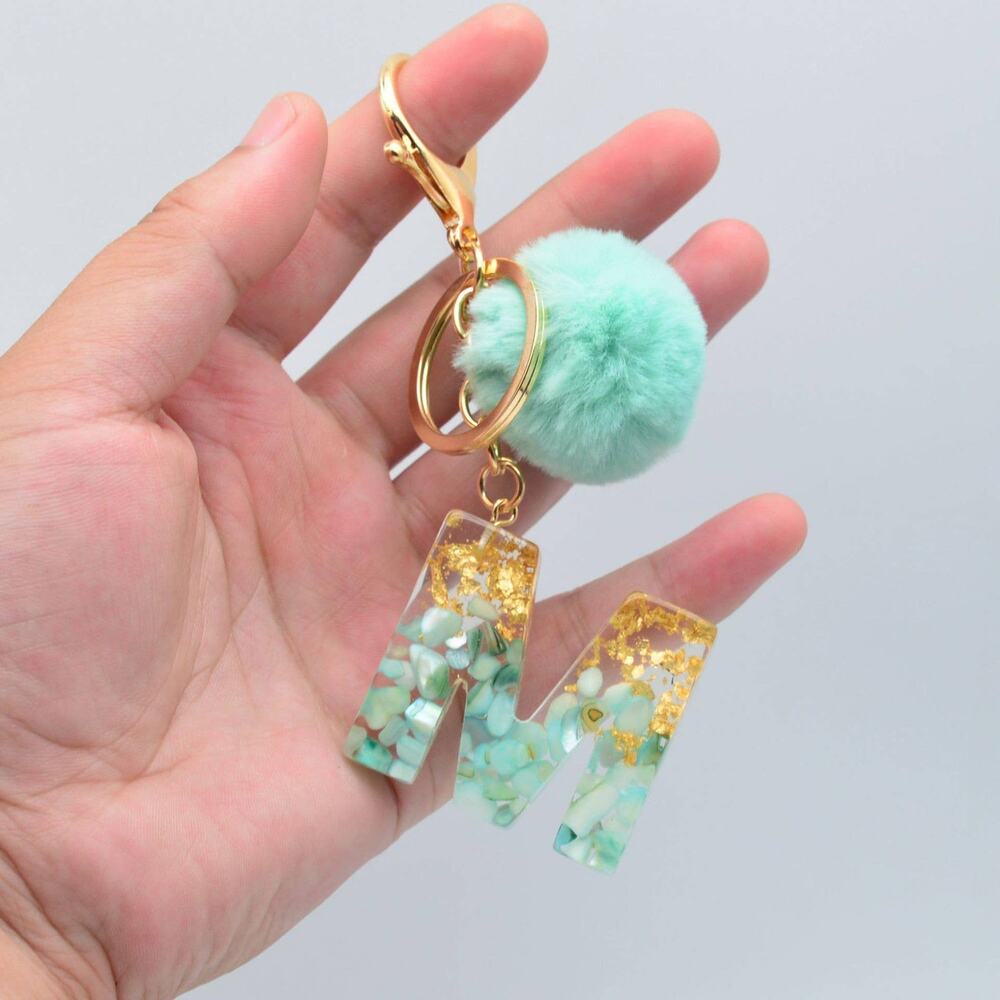 Resin Letters Teal Keychain - Picture 4 of 4